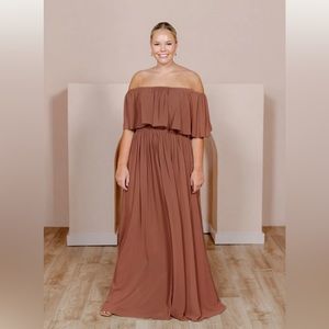 Revelry | Abigail Chiffon Dress | Size 14 | Cinnamon Rose | Petite Maxi